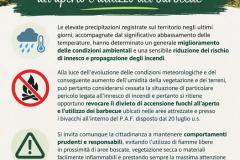 revoca divieto fuochi e barbecue